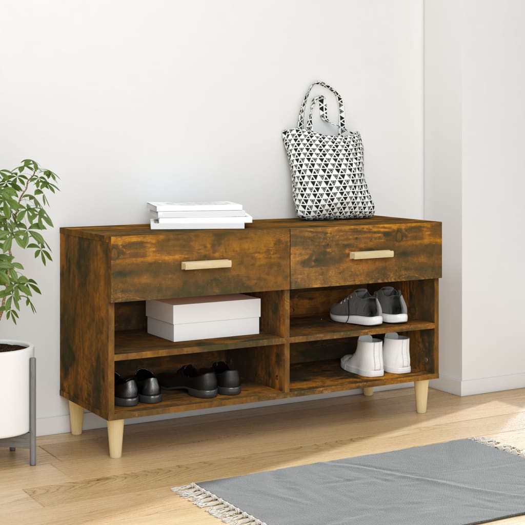 vidaXL Szafka na buty, przydymiony dąb, 102x35x55 cm