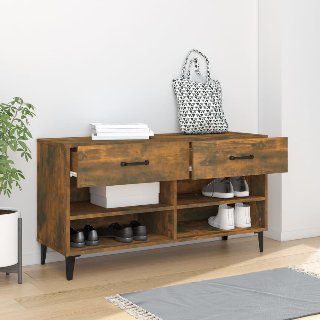 vidaXL Szafka na buty, przydymiony dąb, 102x35x55 cm