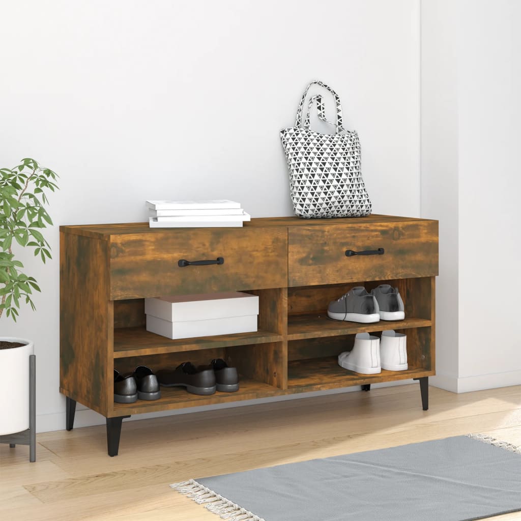vidaXL Szafka na buty, przydymiony dąb, 102x35x55 cm