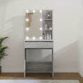 vidaXL Toaletka z LED, szary dąb sonoma, 60x40x140 cm