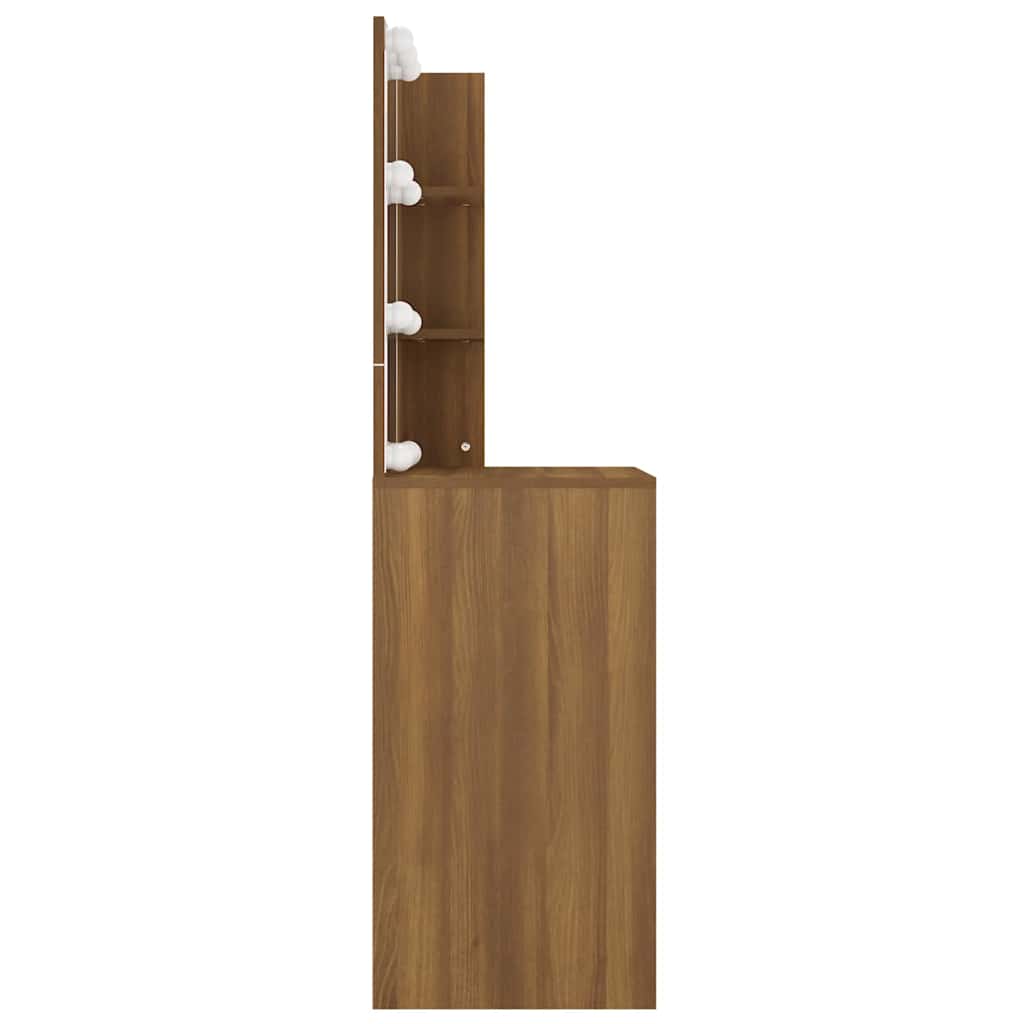 vidaXL Toaletka z LED, brązowy dąb, 60x40x140 cm