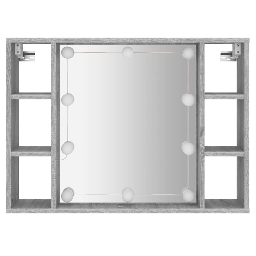 vidaXL Szafka z lustrem i LED, szary dąb sonoma, 76x15x55 cm