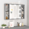 vidaXL Szafka z lustrem i LED, szary dąb sonoma, 76x15x55 cm