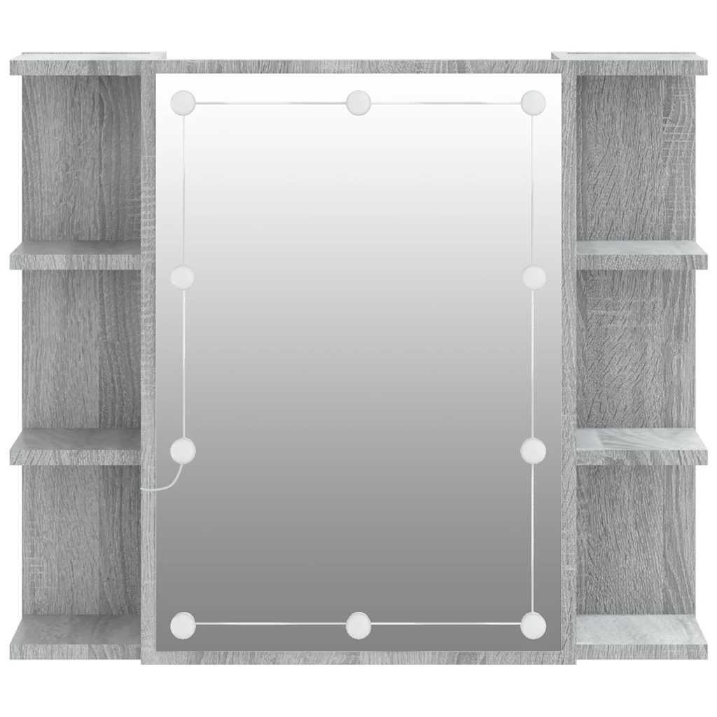 vidaXL Szafka z lustrem i LED, szary dąb sonoma, 70x16,5x60 cm