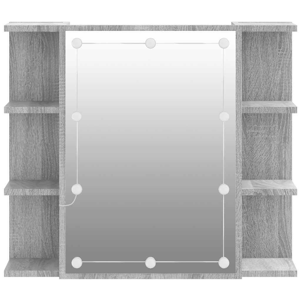 vidaXL Szafka z lustrem i LED, szary dąb sonoma, 70x16,5x60 cm