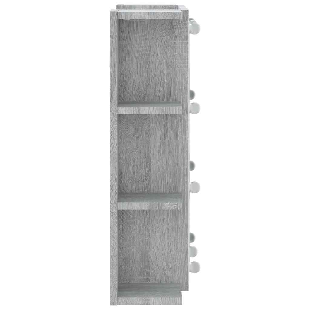 vidaXL Szafka z lustrem i LED, szary dąb sonoma, 70x16,5x60 cm