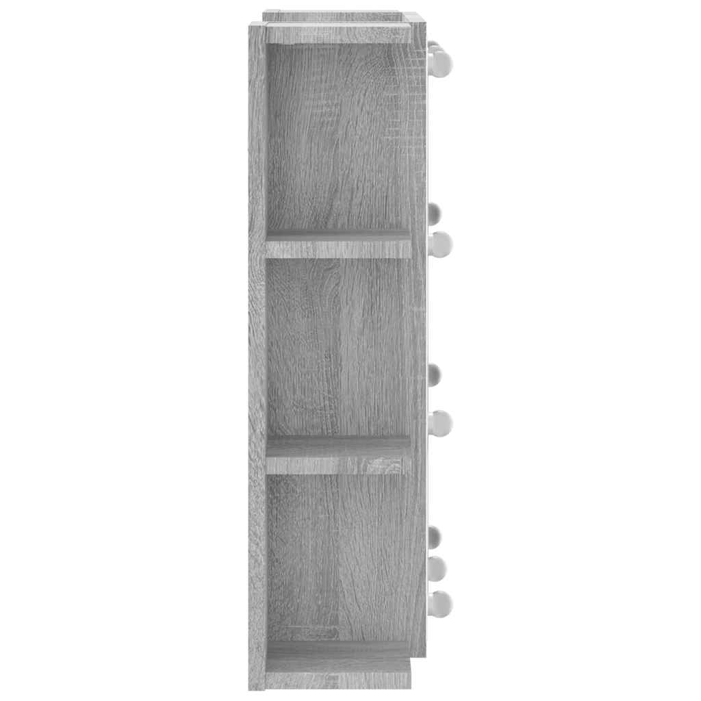 vidaXL Szafka z lustrem i LED, szary dąb sonoma, 70x16,5x60 cm