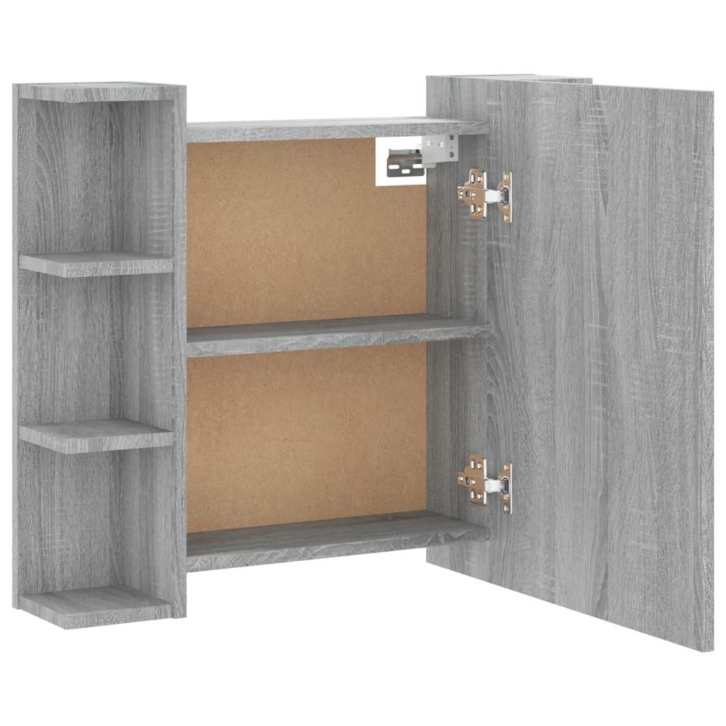 vidaXL Szafka z lustrem i LED, szary dąb sonoma, 70x16,5x60 cm