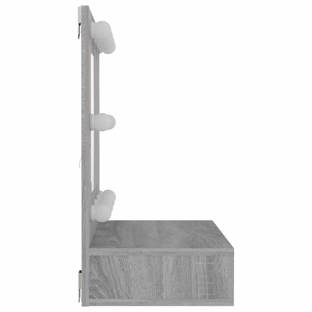 vidaXL Szafka z lustrem i LED, szary dąb sonoma, 60x31,5x62 cm