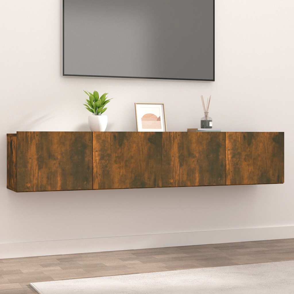 vidaXL Ścienne szafki TV, 2 szt., przydymiony dąb, 80x30x30 cm