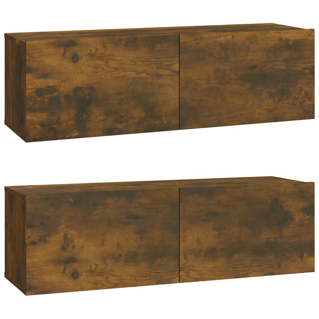 vidaXL Ścienne szafki TV, 2 szt., przydymiony dąb, 100x30x30 cm