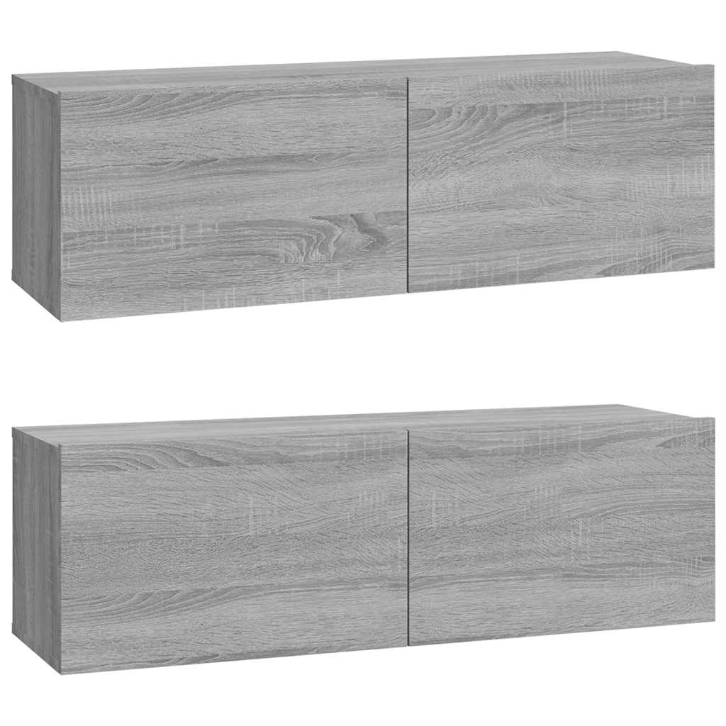 vidaXL Ścienne szafki TV, 2 szt., szary dąb sonoma, 100x30x30 cm