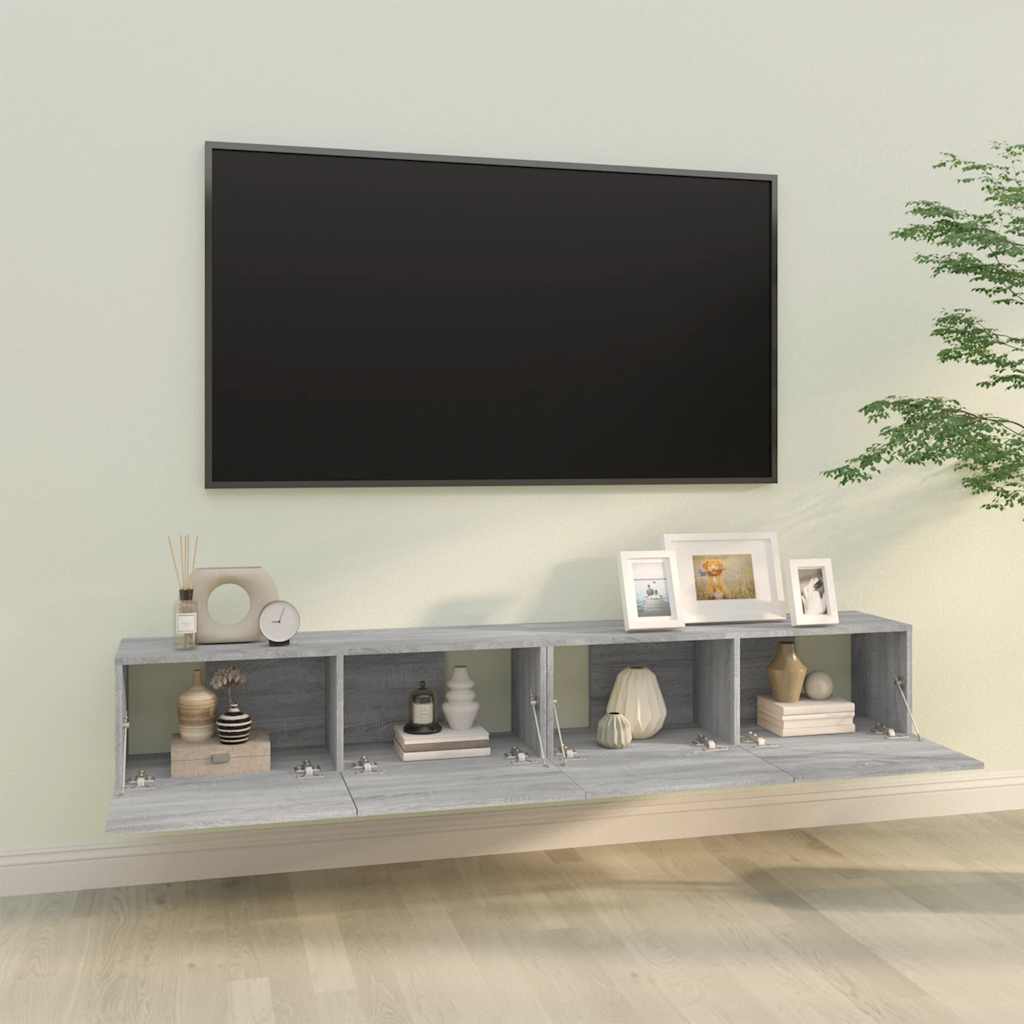 vidaXL Ścienne szafki TV, 2 szt., szary dąb sonoma, 100x30x30 cm