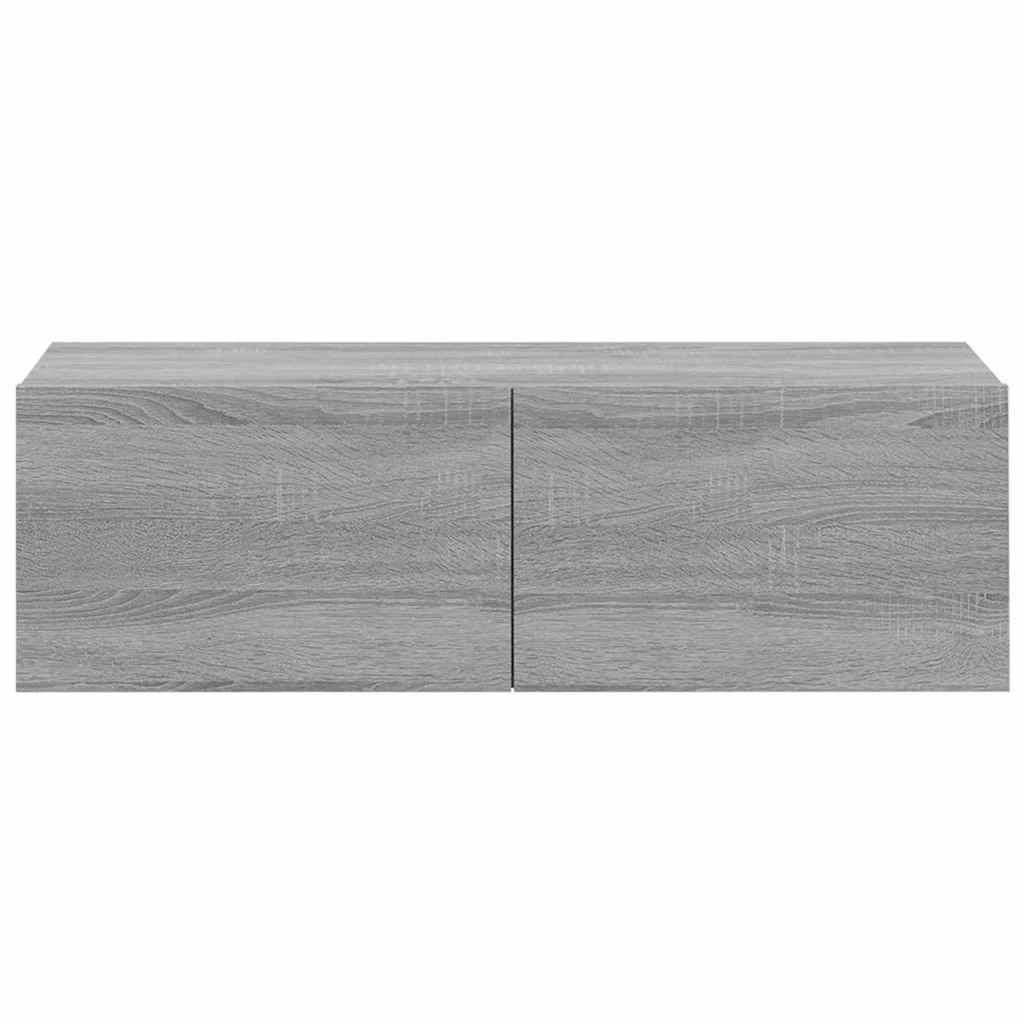 vidaXL Ścienne szafki TV, 2 szt., szary dąb sonoma, 100x30x30 cm