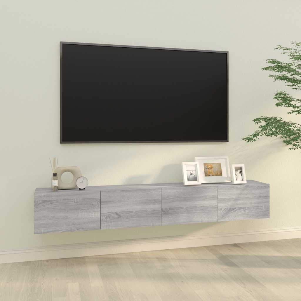 vidaXL Ścienne szafki TV, 2 szt., szary dąb sonoma, 100x30x30 cm