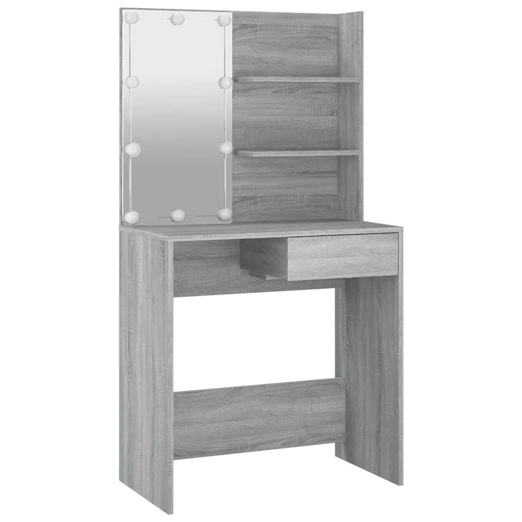 vidaXL Toaletka z LED, szary dąb sonoma, 74,5x40x141 cm