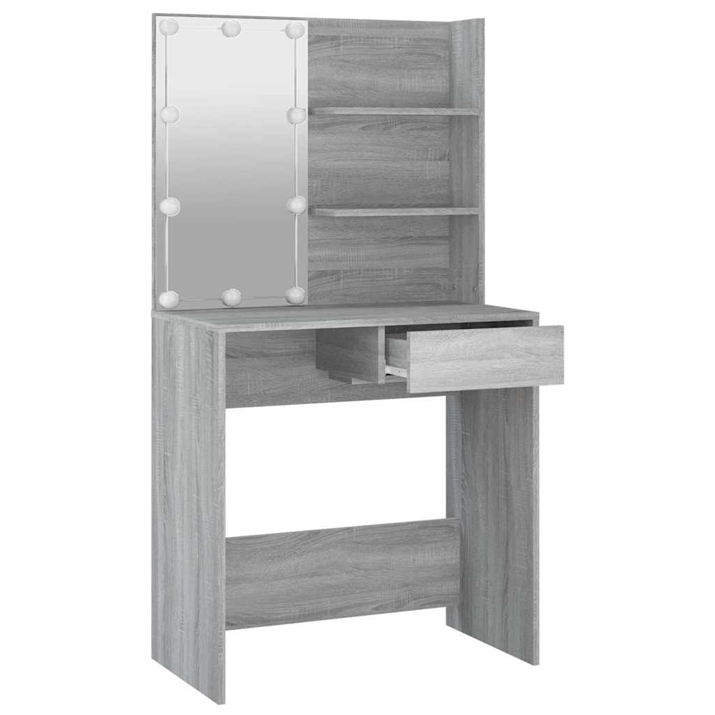vidaXL Toaletka z LED, szary dąb sonoma, 74,5x40x141 cm