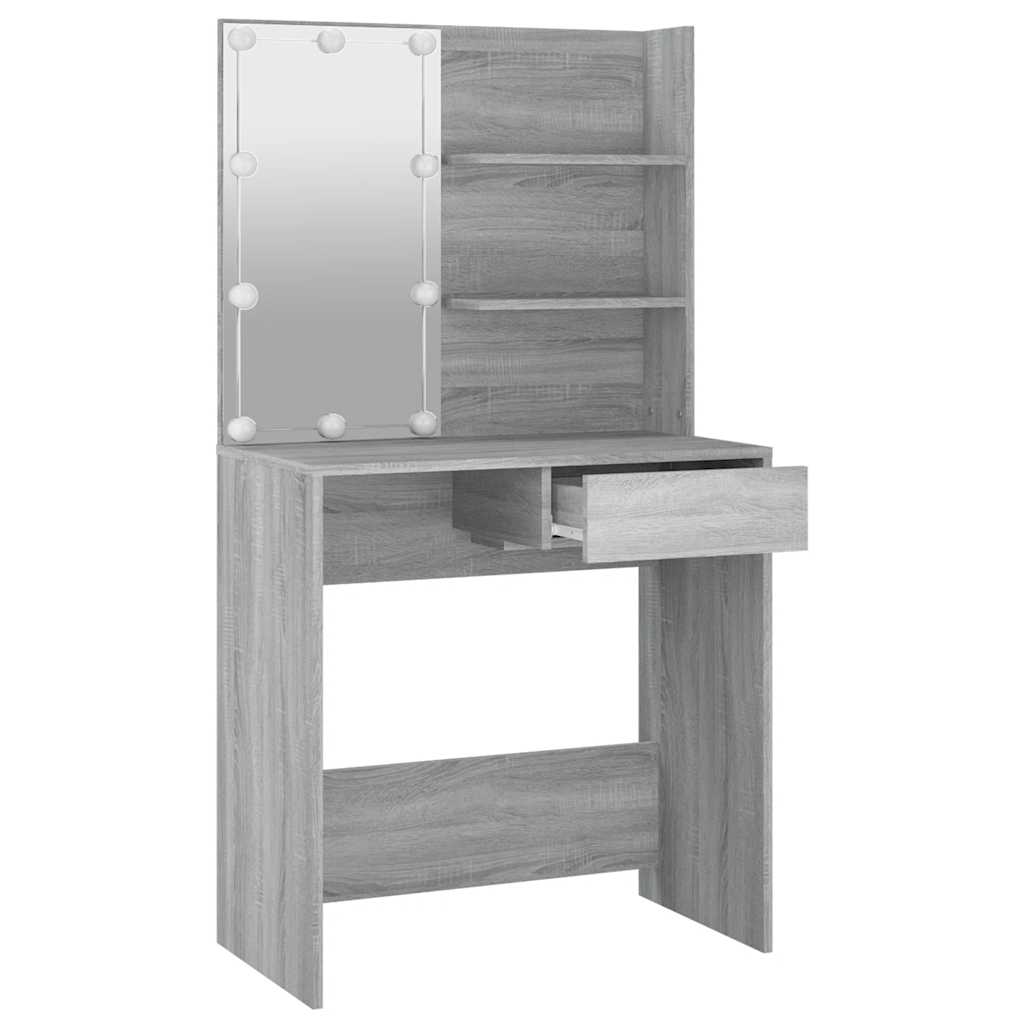 vidaXL Toaletka z LED, szary dąb sonoma, 74,5x40x141 cm