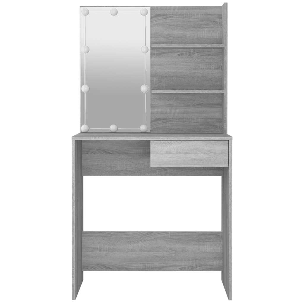 vidaXL Toaletka z LED, szary dąb sonoma, 74,5x40x141 cm