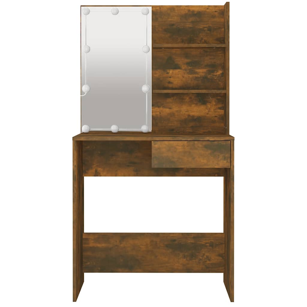 vidaXL Toaletka z LED, brązowy dąb, 74,5x40x141 cm
