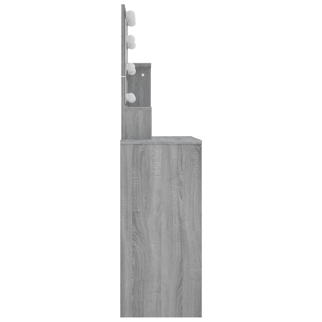 vidaXL Toaletka z LED, szary dąb sonoma, 86,5x35x136 cm