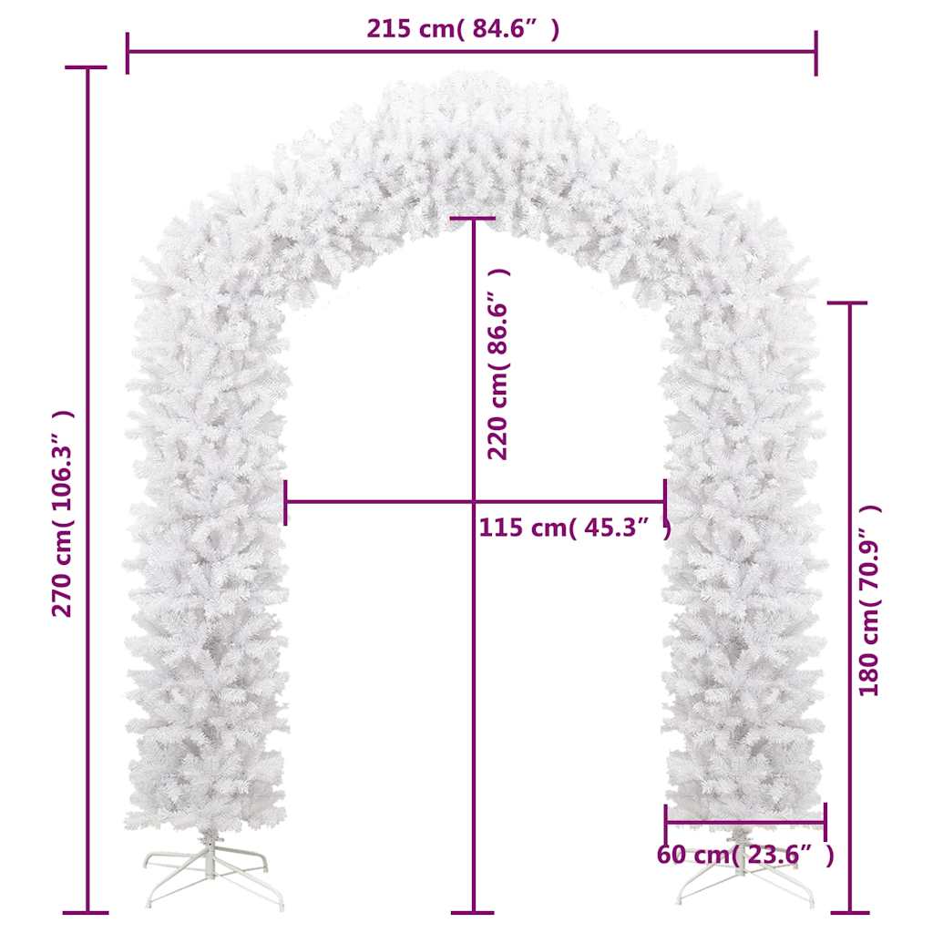 vidaXL Łuk świąteczny z girlandą, biały, 270 cm