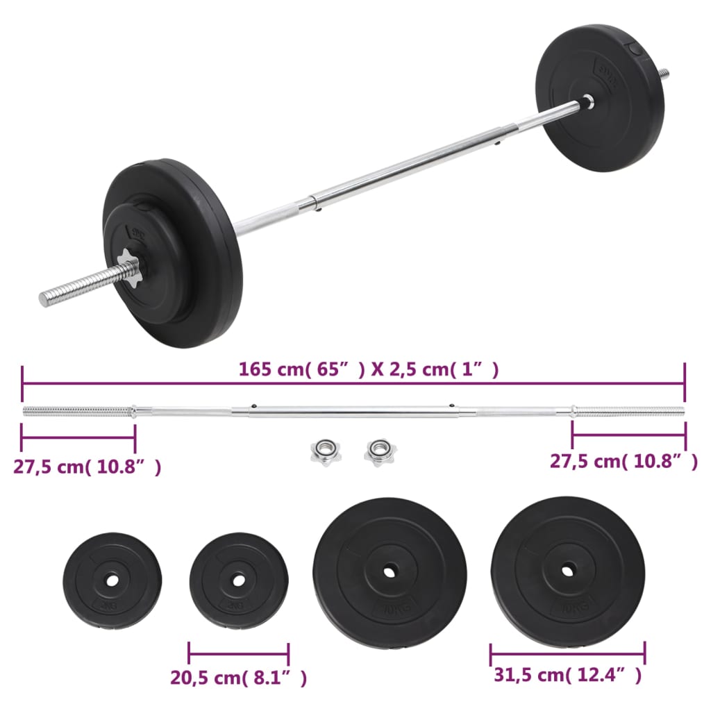 vidaXL Sztanga z zestawem obciążeń, 30 kg