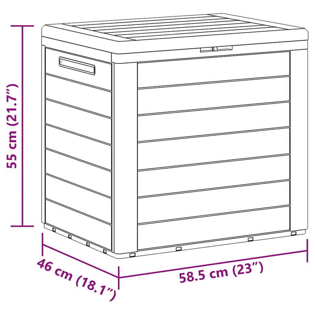vidaXL Skrzynia ogrodowa, antracytowa, 58,5x46x55 cm, polipropylen
