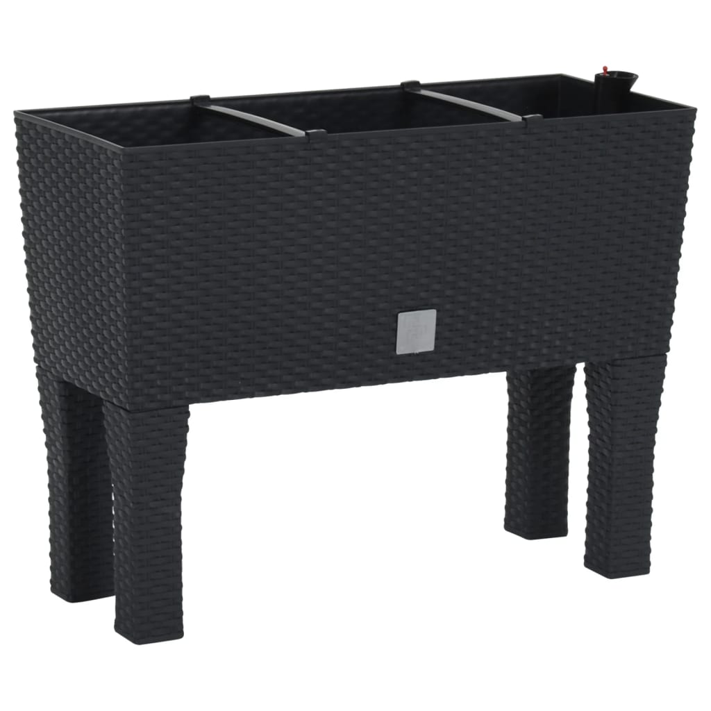 vidaXL Podwyższona donica, antracytowa, 60x25x46 cm, rattan PP