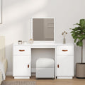vidaXL Toaletka z lustrem, biała, lite drewno sosnowe