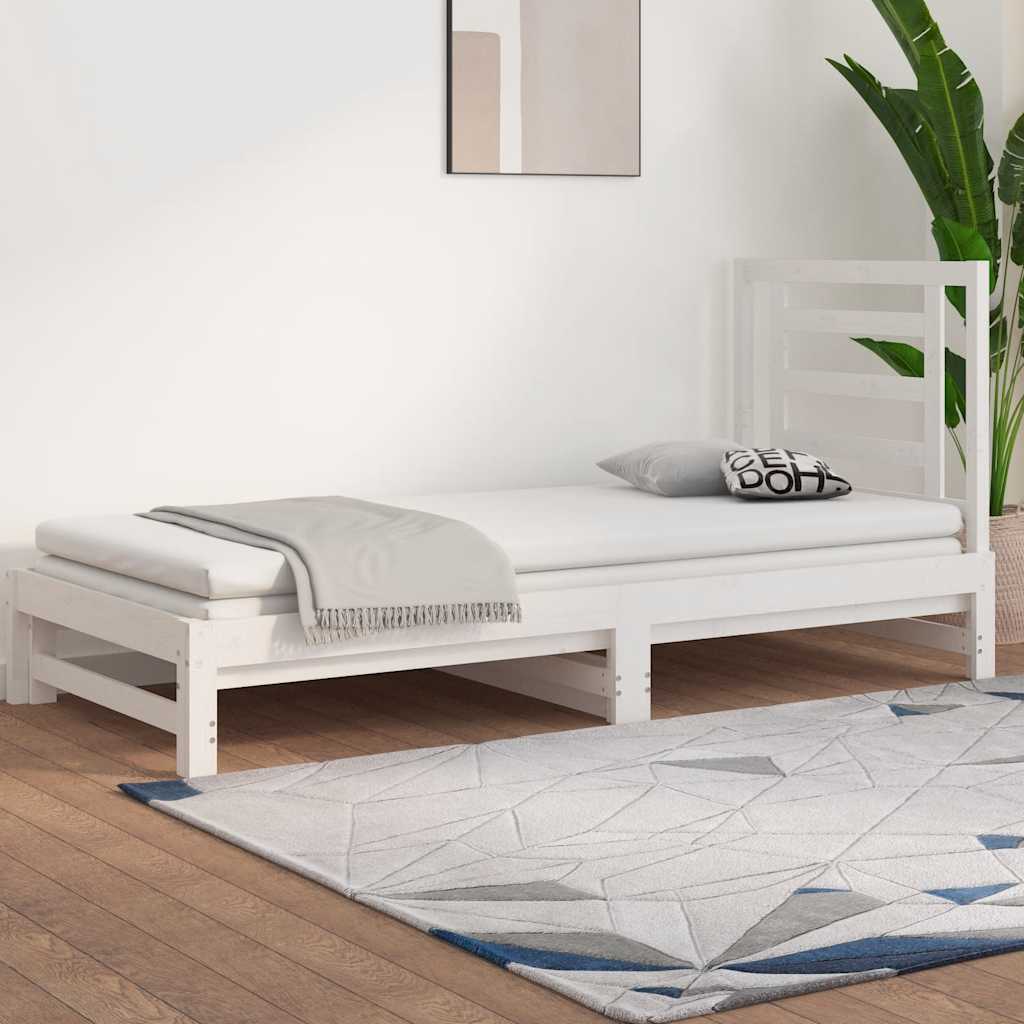 vidaXL Łóżko rozsuwane, białe, 2x(90x200) cm, lite drewno sosnowe
