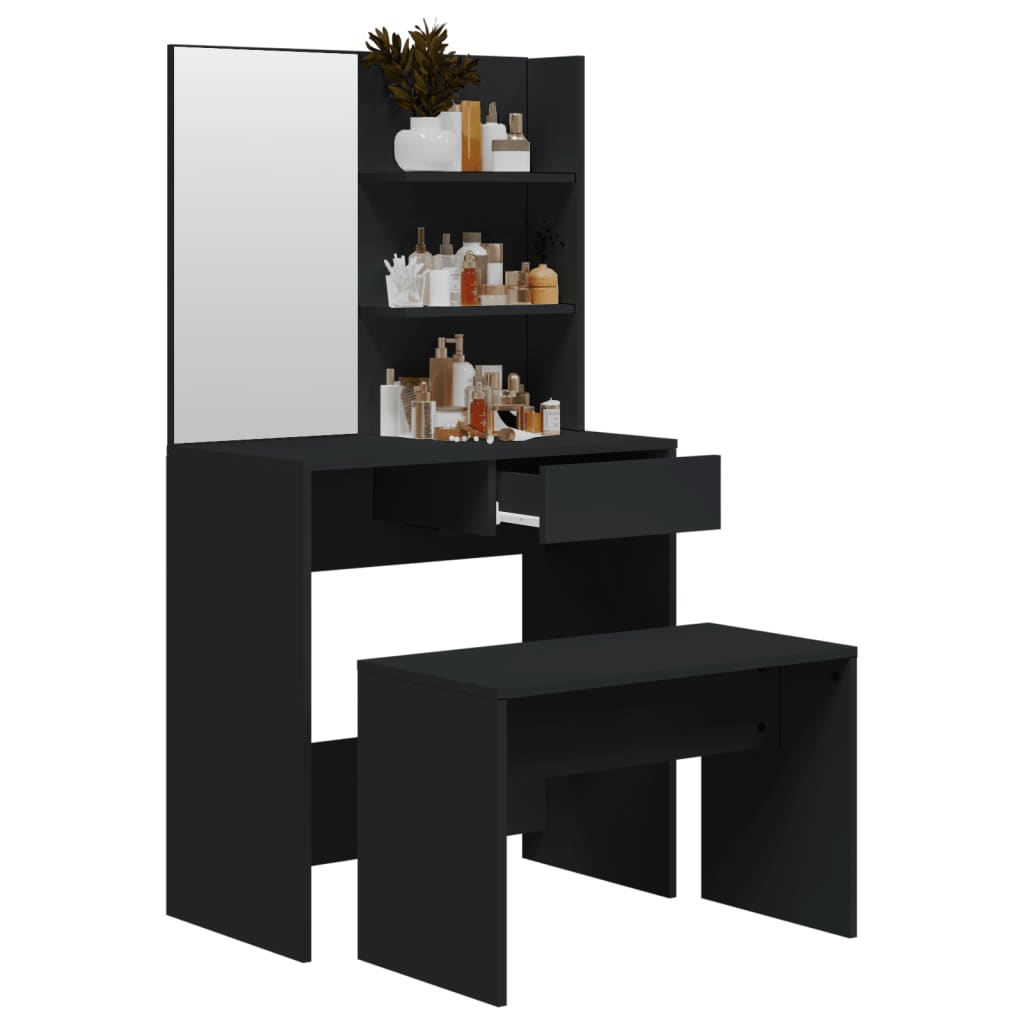 vidaXL Toaletka, czarna, 74,5x40x141 cm