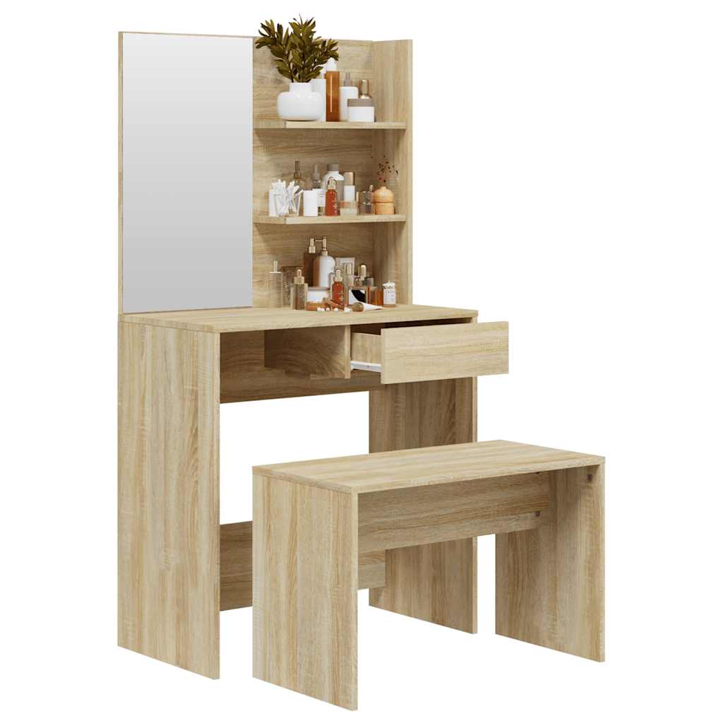 vidaXL Zestaw z toaletką, dąb sonoma, 74,5x40x141 cm