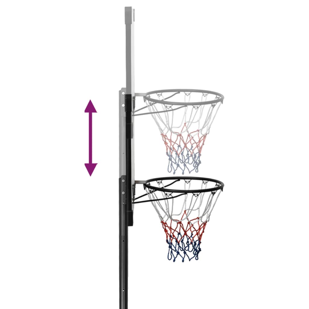 vidaXL Stojak do koszykówki z przezroczystą tablicą, 280-350 cm,