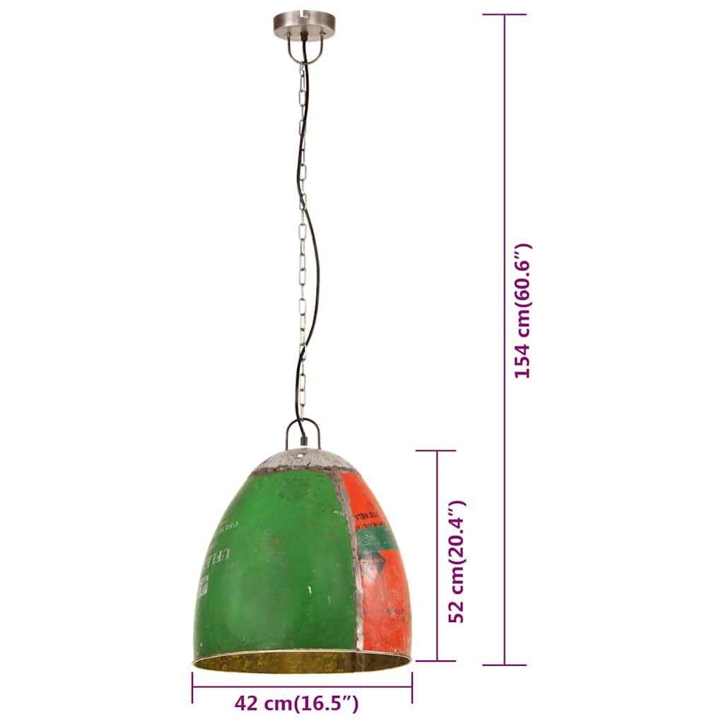 vidaXL Industrialna lampa wisząca, 25 W, kolorowa, okrągła, 42 cm, E27