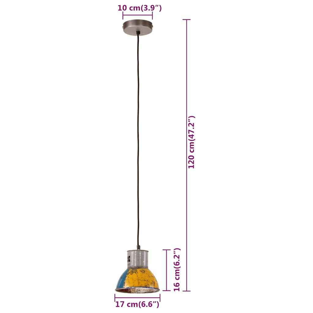 vidaXL Industrialna lampa wisząca, 25 W, kolorowa, okrągła, 17 cm, E27