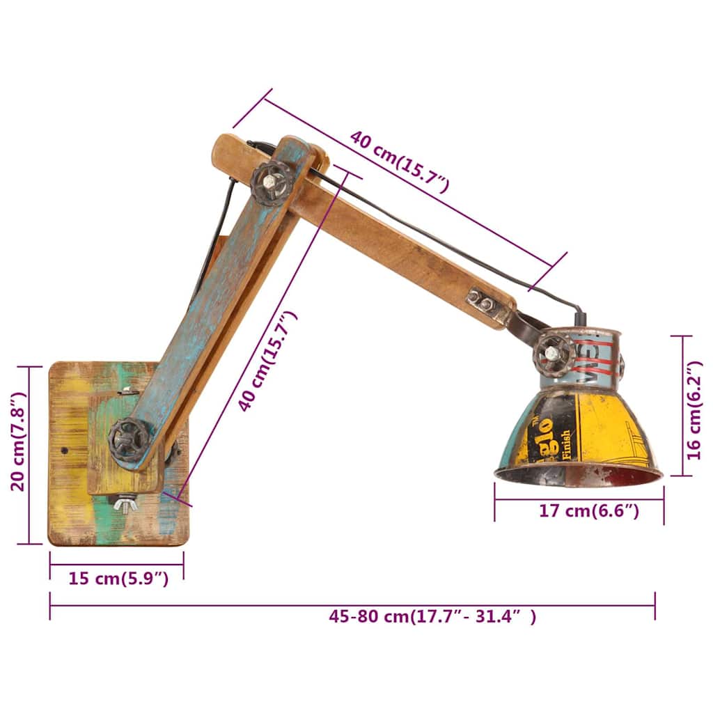 vidaXL Lampa ścienna w industrialnym stylu, kolorowa, okrągła, E27