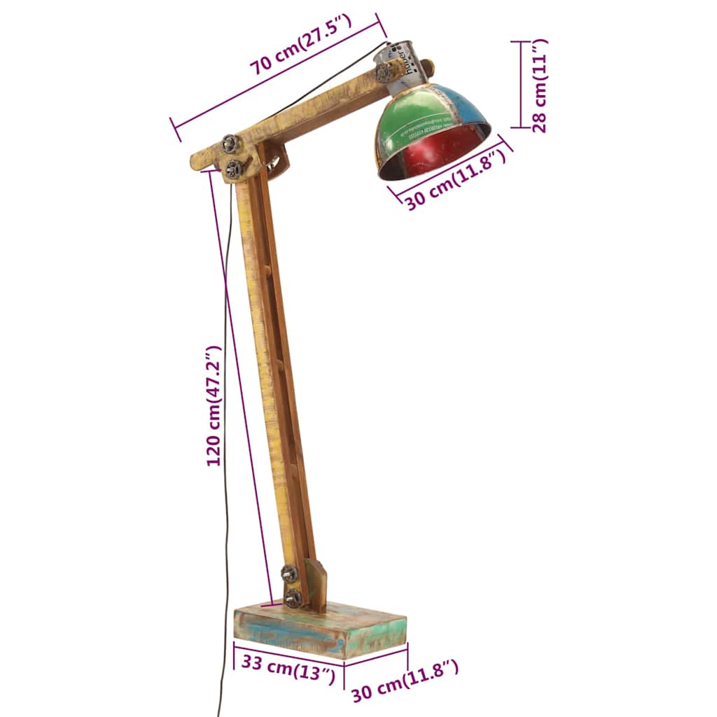 vidaXL Lampa podłogowa, kolorowa, E27