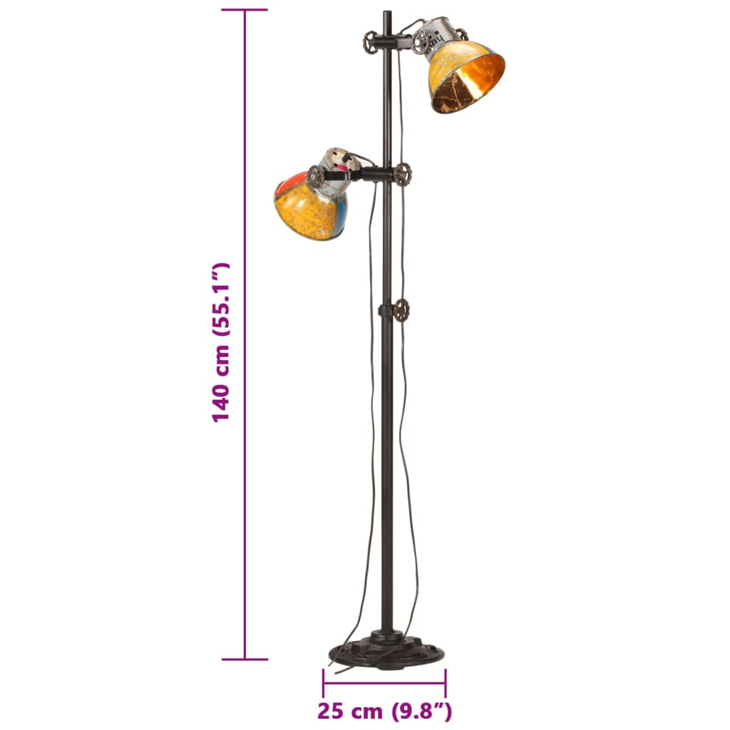 vidaXL Lampa podłogowa z 2 kloszami, kolorowa, E27