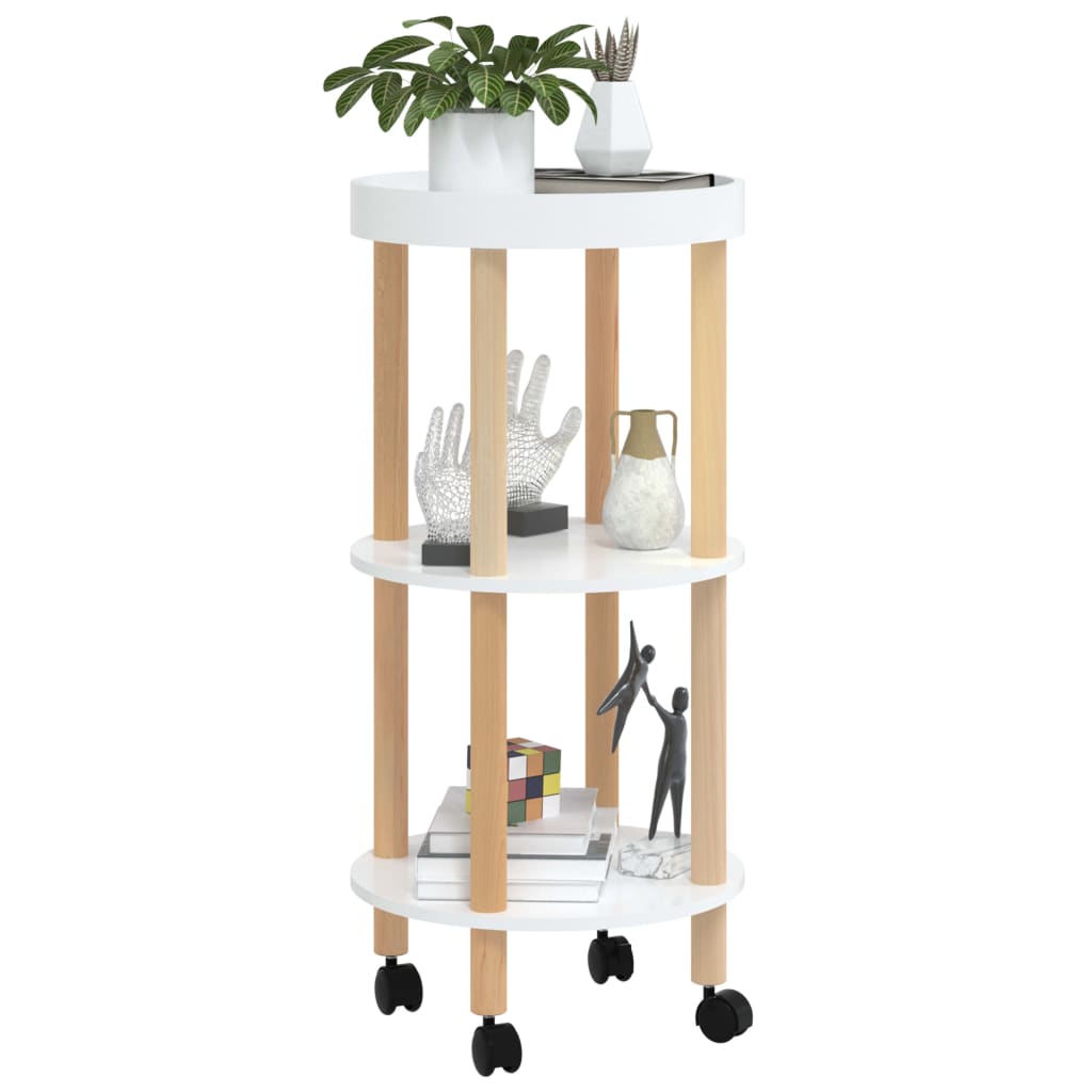 vidaXL 3-poziomowy wózek, biały, 38x38x82 cm