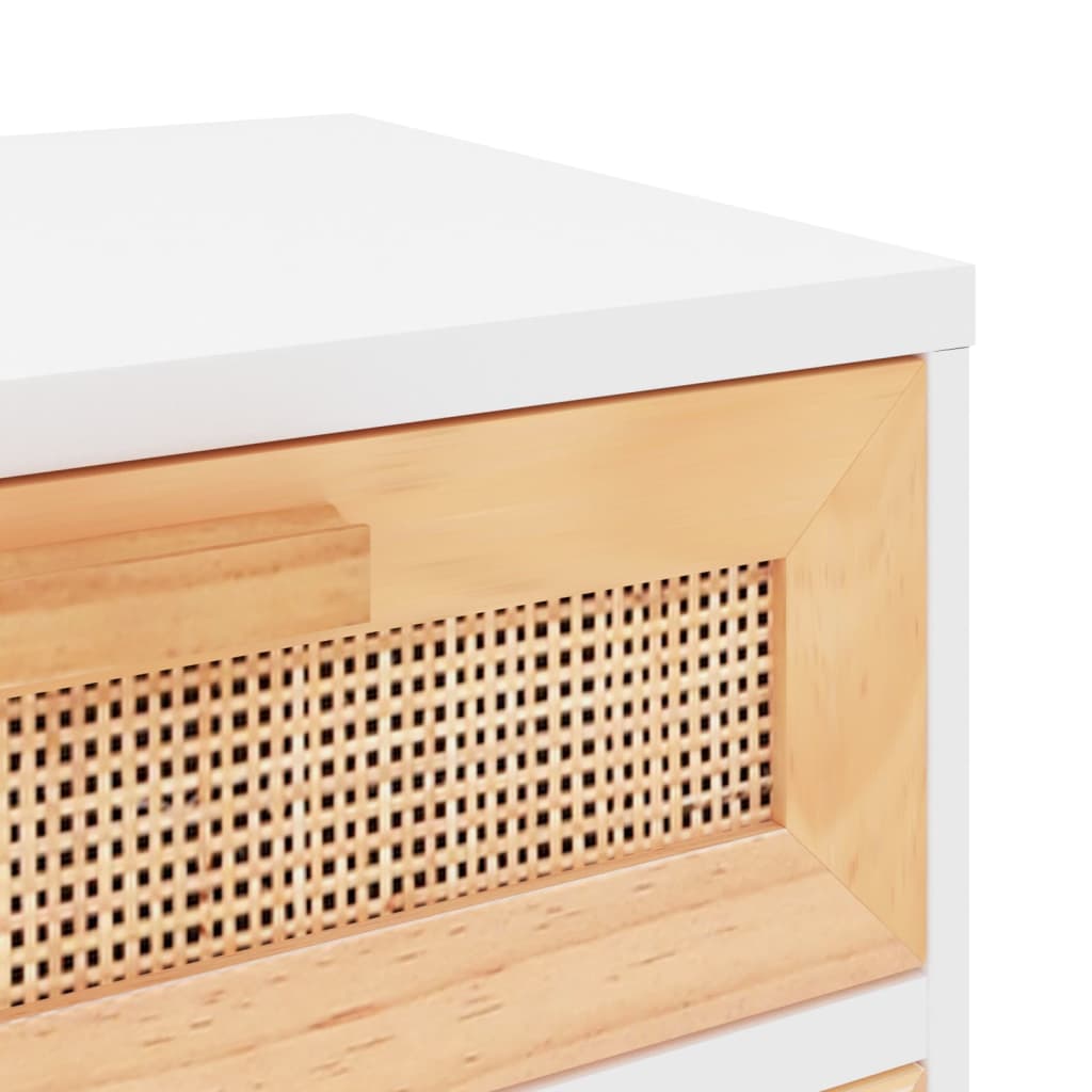 vidaXL Szafki nocne, 2 szt., białe, lite drewno sosnowe i rattan