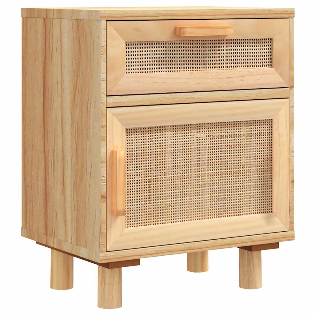 vidaXL Szafki nocne, 2 szt., brązowe, lite drewno sosnowe i rattan