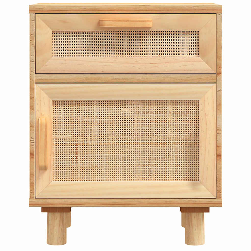 vidaXL Szafki nocne, 2 szt., brązowe, lite drewno sosnowe i rattan