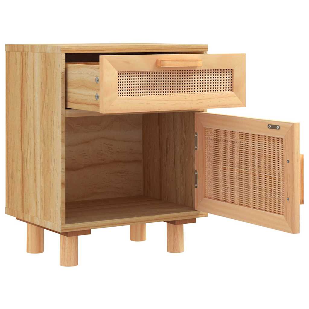 vidaXL Szafki nocne, 2 szt., brązowe, lite drewno sosnowe i rattan
