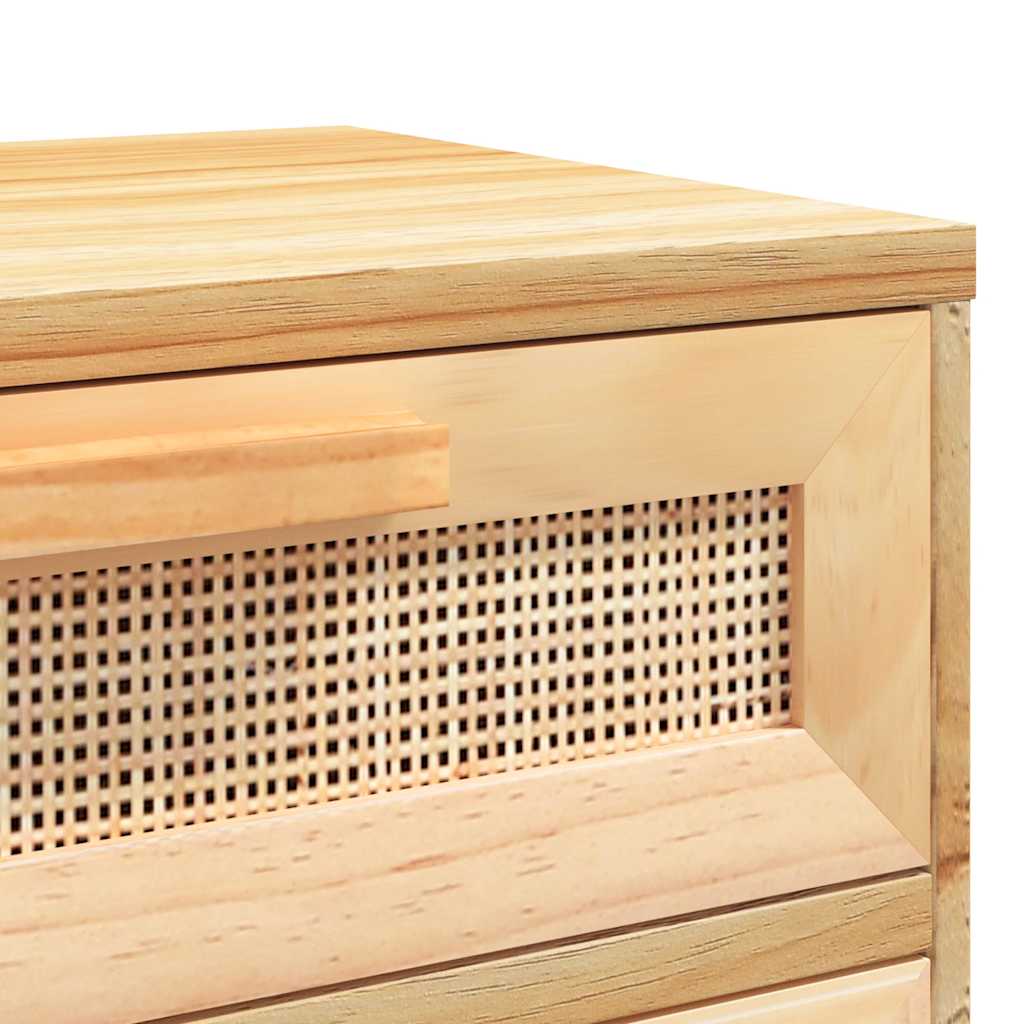 vidaXL Szafki nocne, 2 szt., brązowe, lite drewno sosnowe i rattan