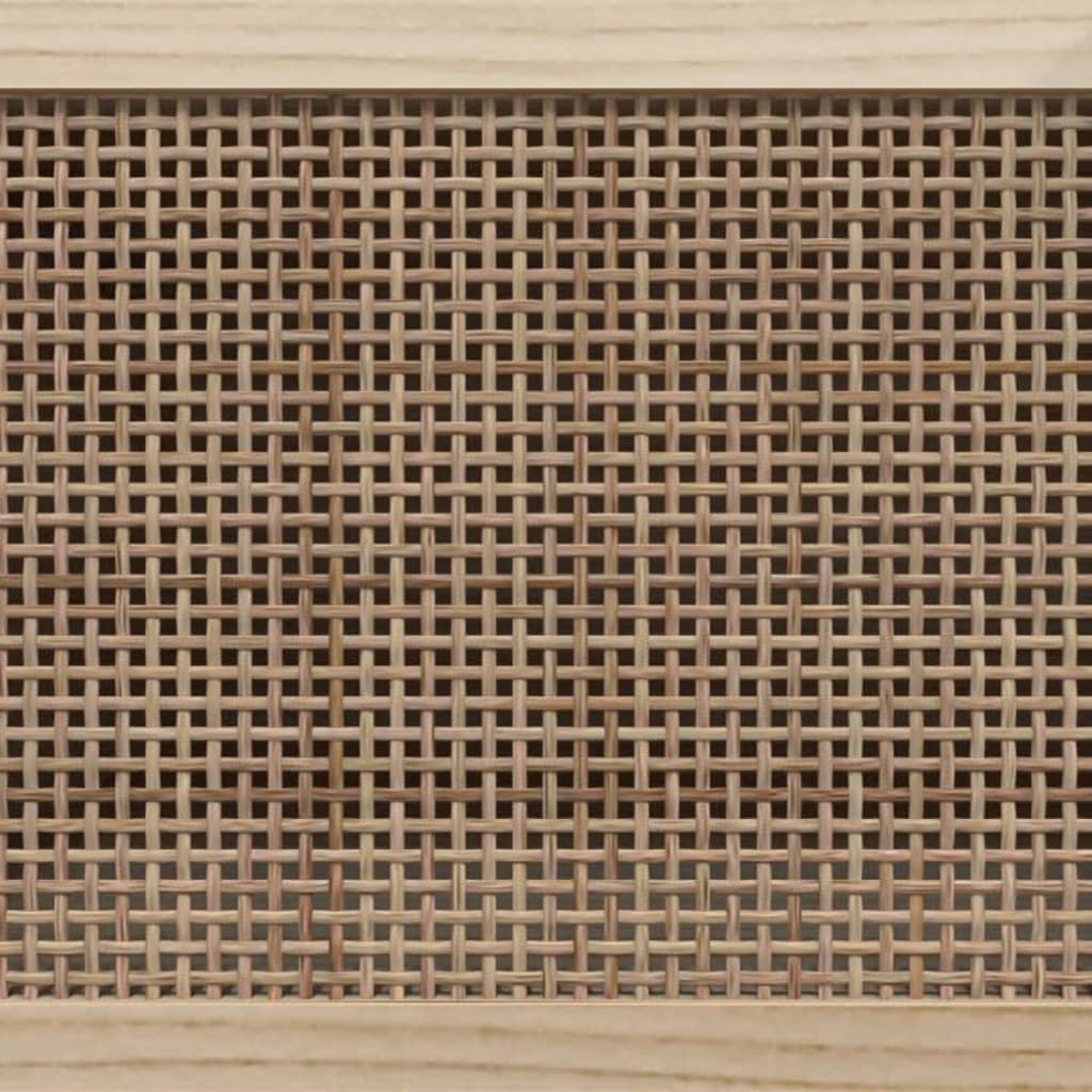 vidaXL Stolik pod TV, biały, 80x30x40 cm, drewno sosnowe i rattan