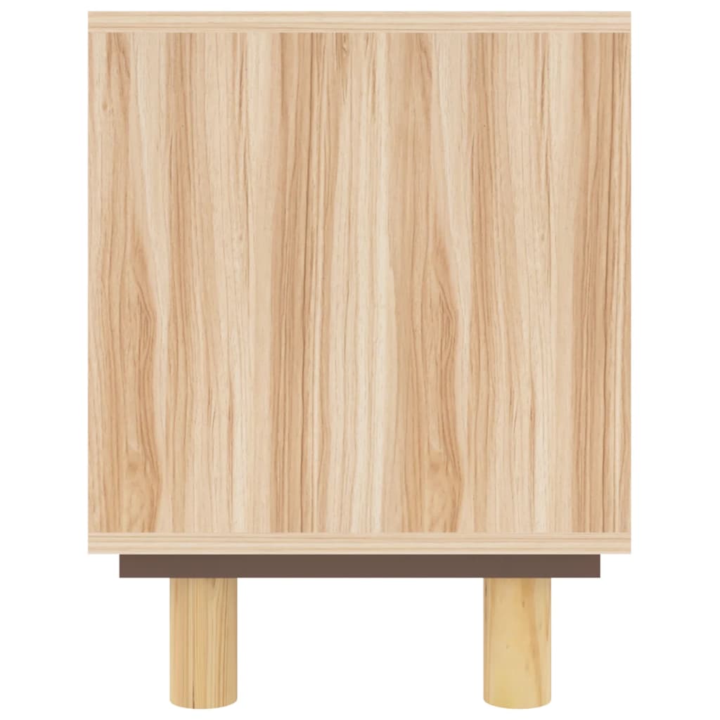 vidaXL Stolik pod TV, brązowy, 105x30x40 cm, drewno sosnowe i rattan
