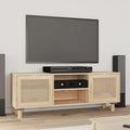 vidaXL Stolik pod TV, brązowy, 105x30x40 cm, drewno sosnowe i rattan