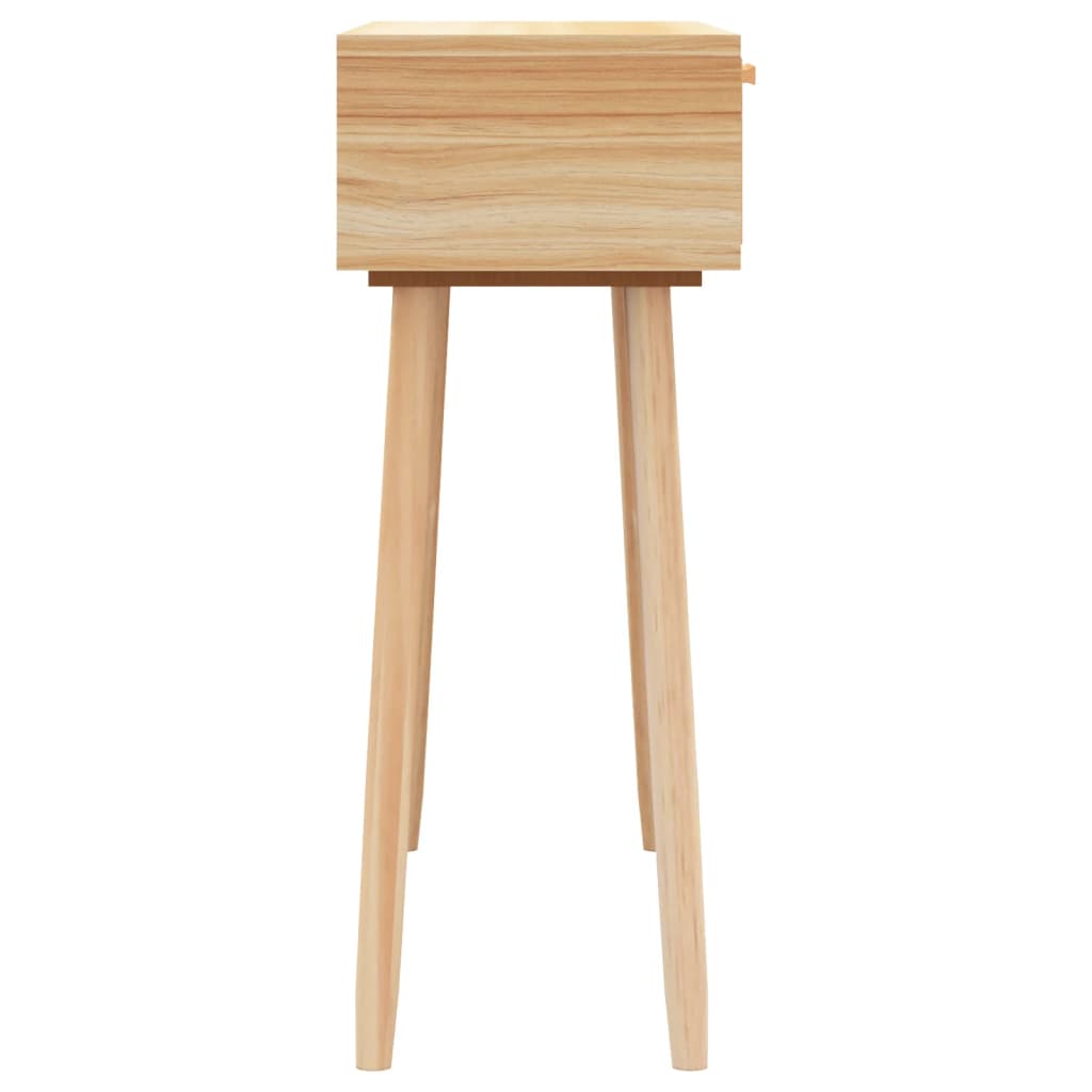 vidaXL Stolik konsolowy, brązowy, 80x30x75 cm, lita sosna i rattan