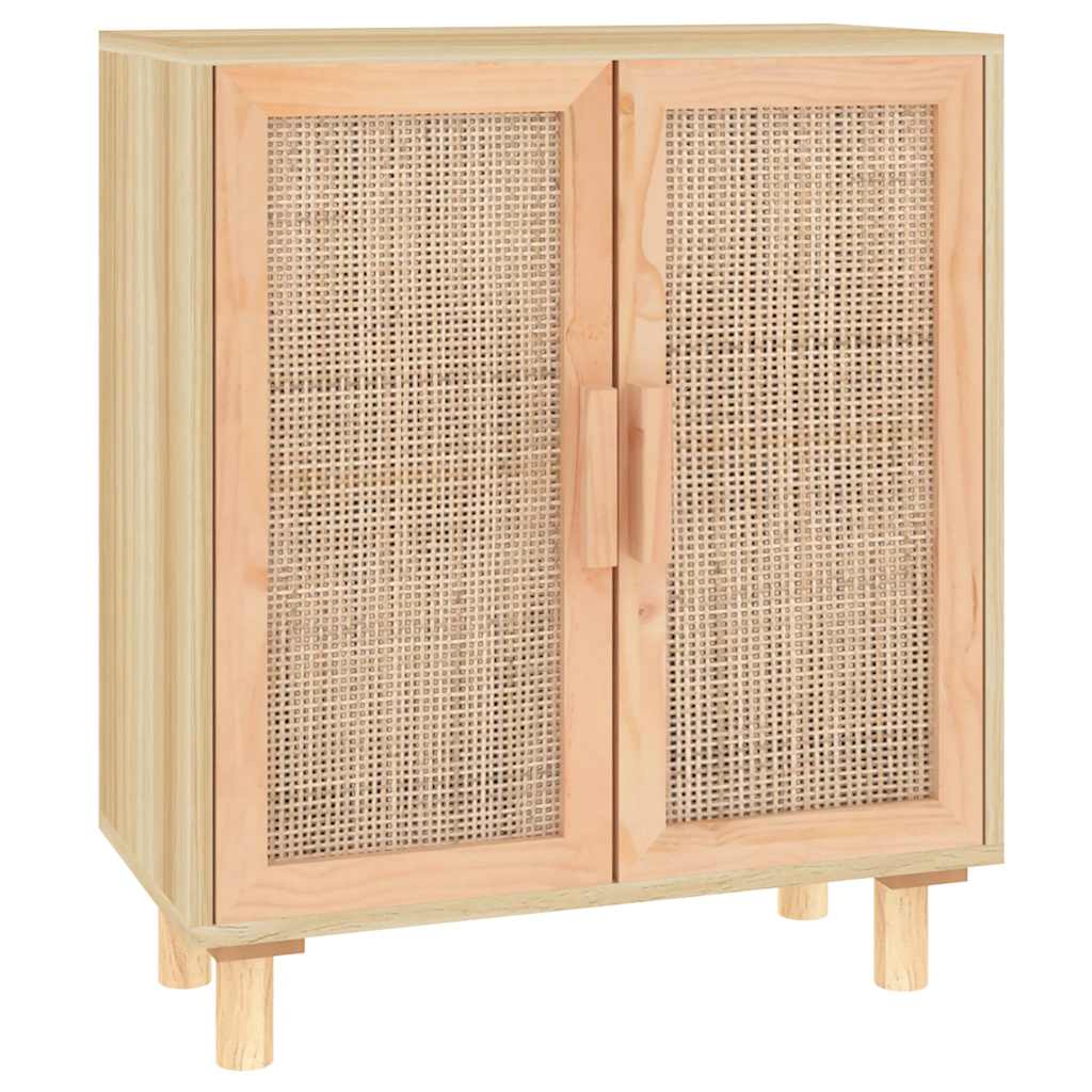 vidaXL Kredens, brązowa, 60x30x70 cm, lita sosna i naturalny rattan
